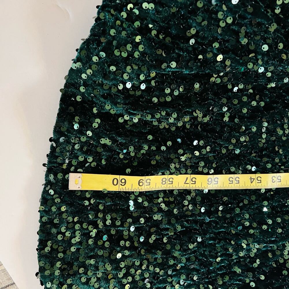 Faeriesty Sequin One Shoulder A Line Maxi Dress Size 4X Green - Picture 8 of 9